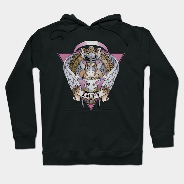 Digimon of light Angewomon - Angel wings - Cat Gatomon Tattoo Hoodie by Typhoonic